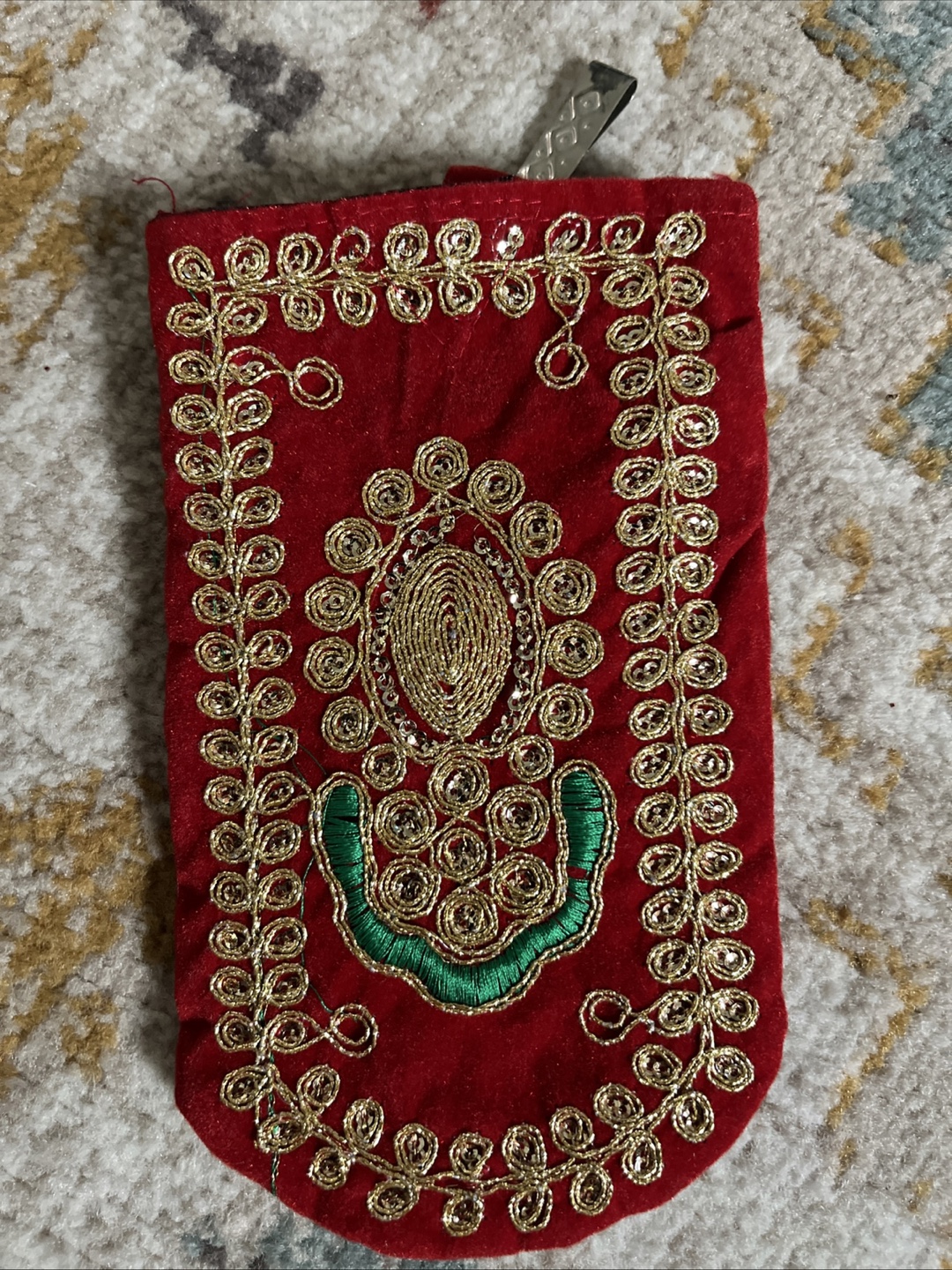 Red Small Pouch with Zipper Closure