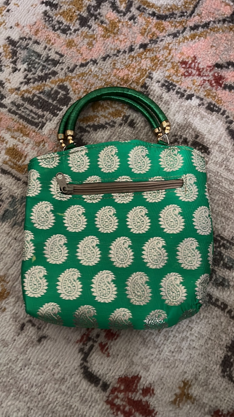 Green Paisley Patterned Handbag