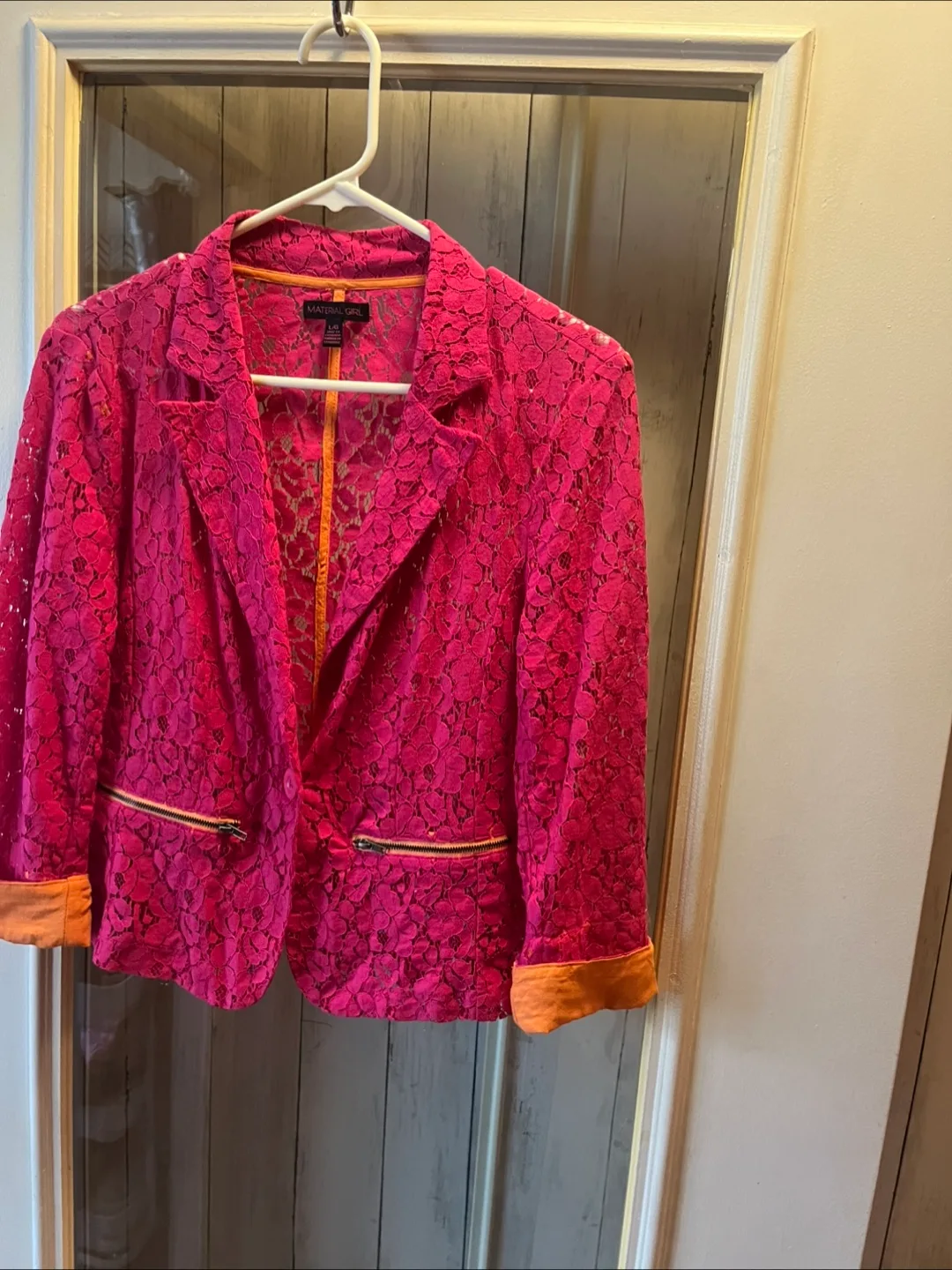 Material Girl Pink Lace Blazer - Size L/G thumbnail