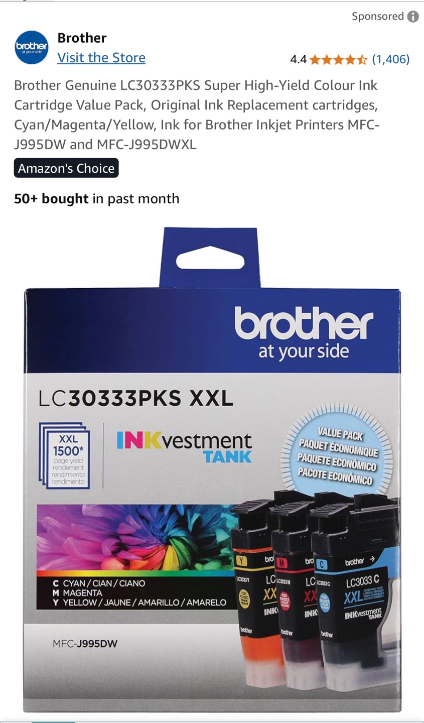 Brother LC30333PKS Ink Cartridges - photo 3
