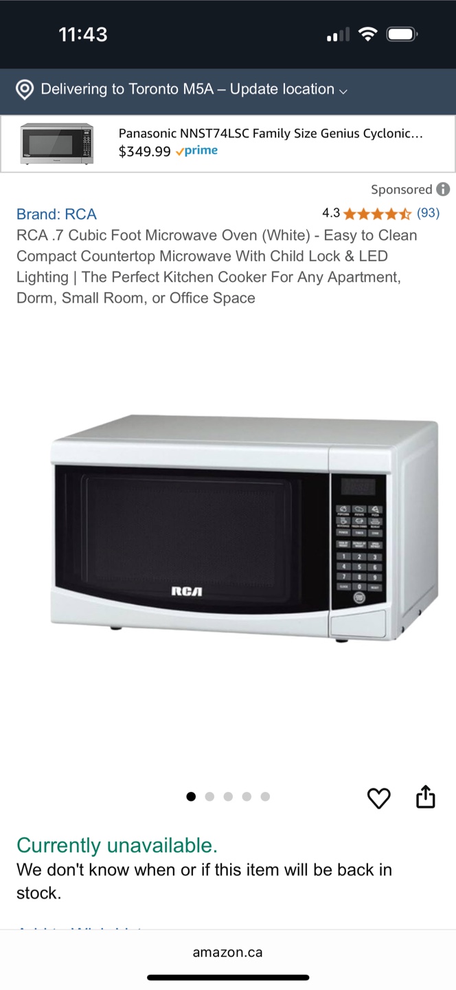 RCA Compact Microwave Oven - Used