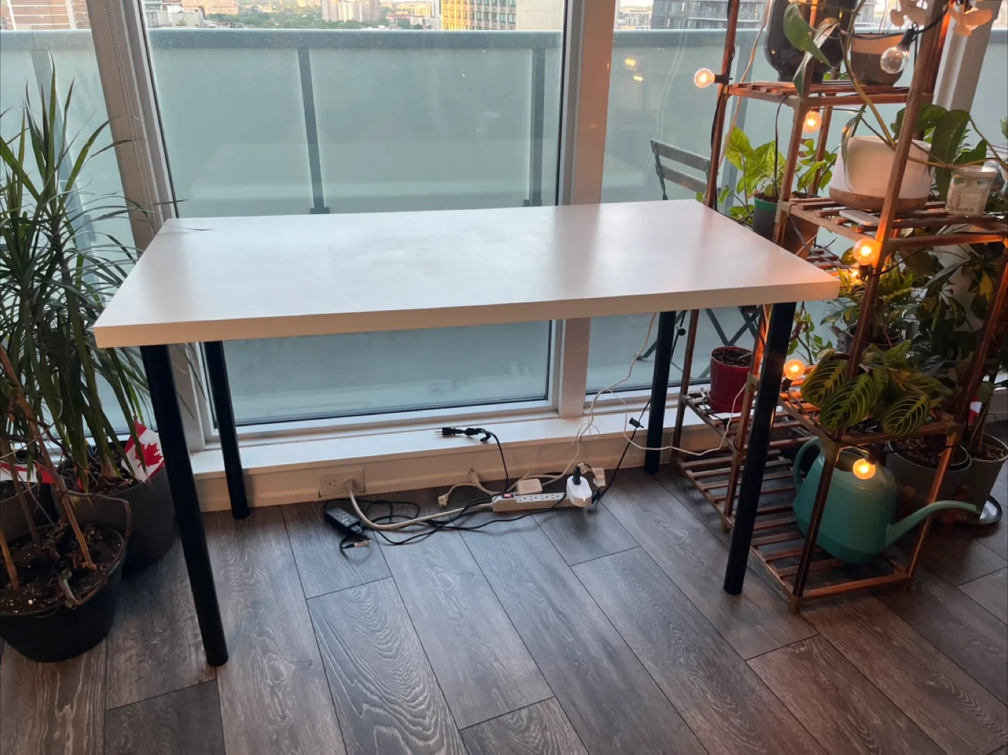 White IKEA Desk with Black Legs thumbnail