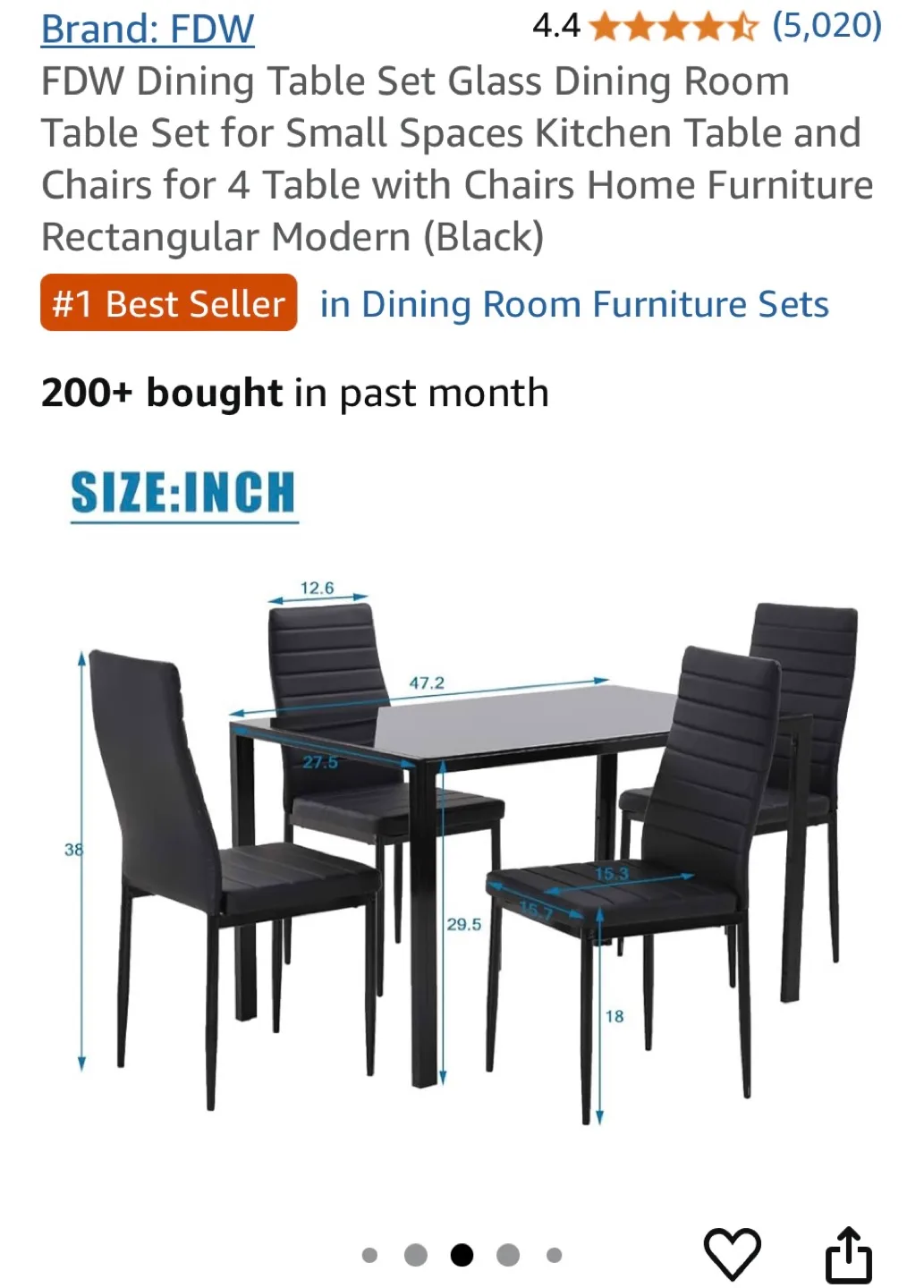 Modern Black Dining Table Set with 4 Chairs image indicator(4)