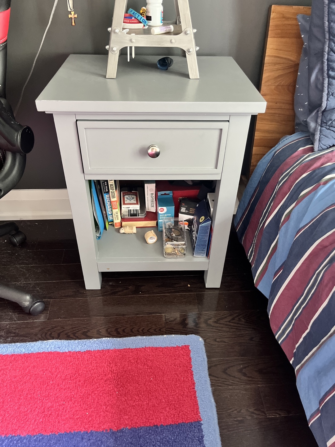 Gray Nightstand with Drawer