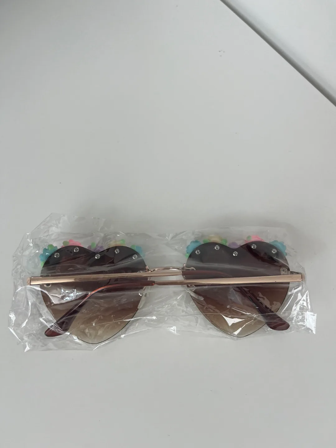 Heart Shaped Sunglasses with Flower Accents image indicator(2)