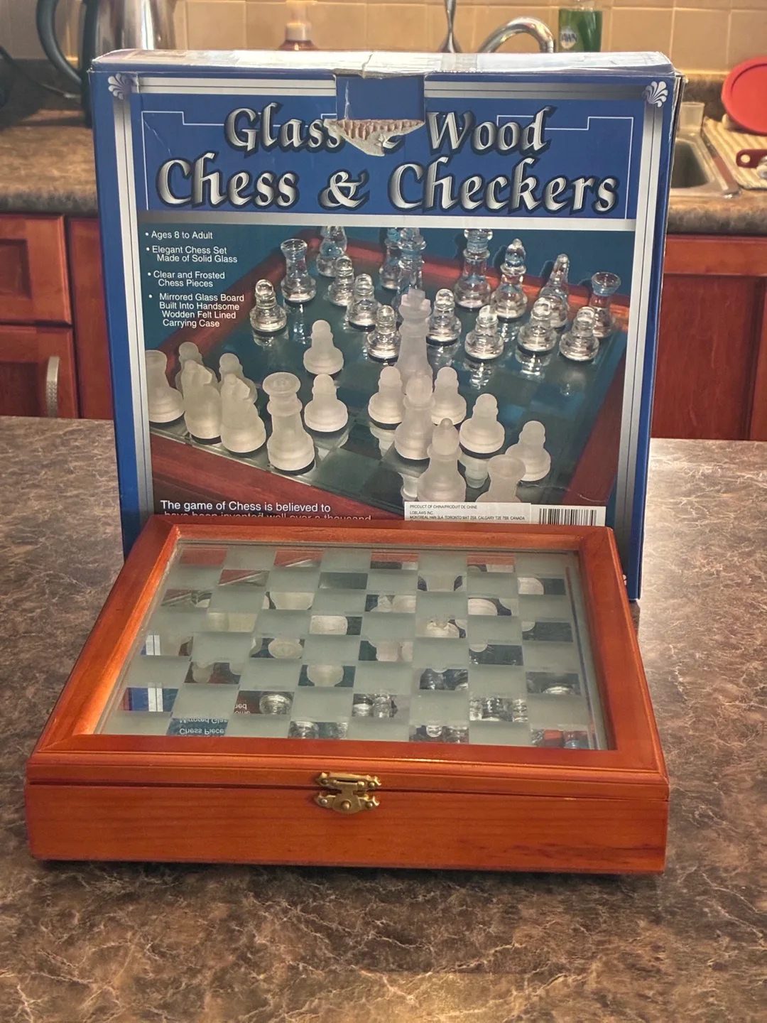 Glass and Wood Chess & Checkers Set thumbnail