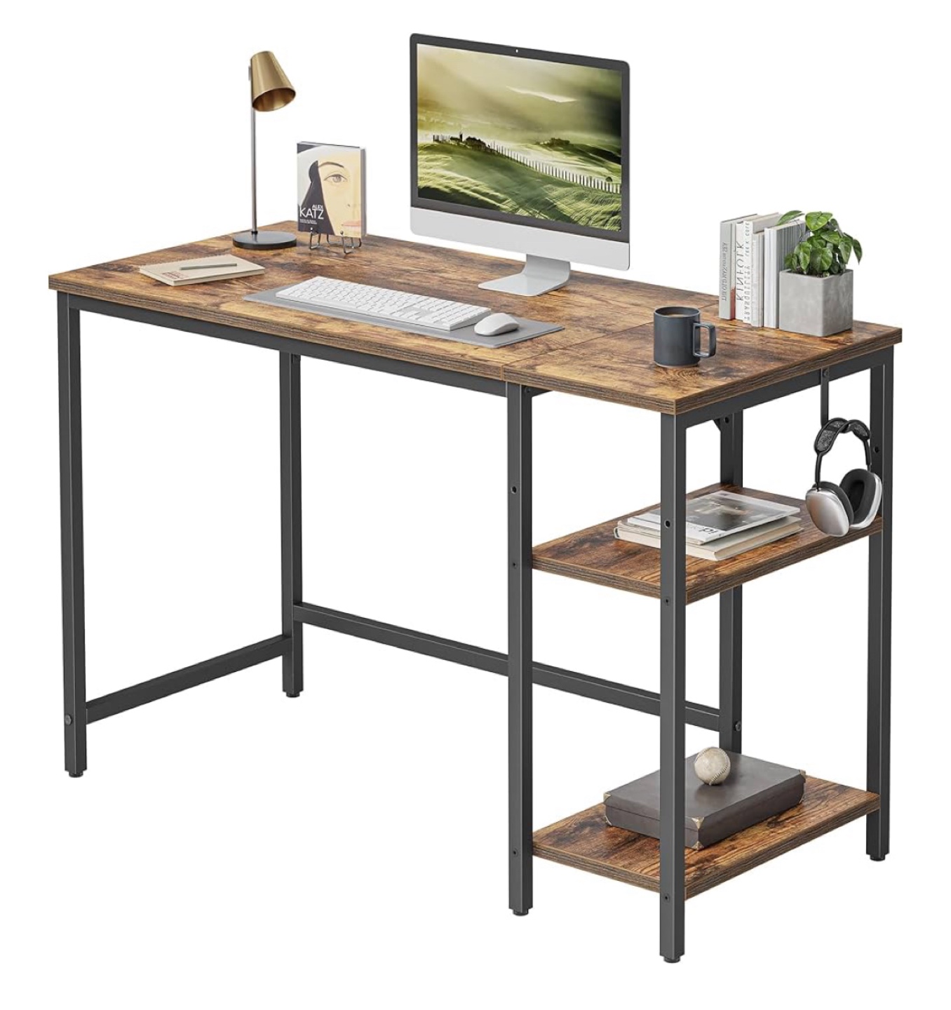 Reversible Office Desk with Storage Shelves
