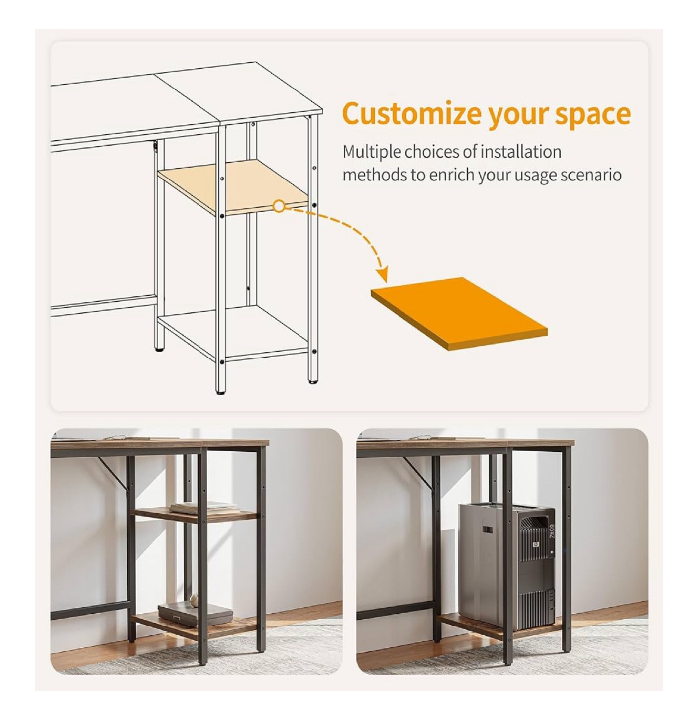 Reversible Office Desk with Storage Shelves - photo 5