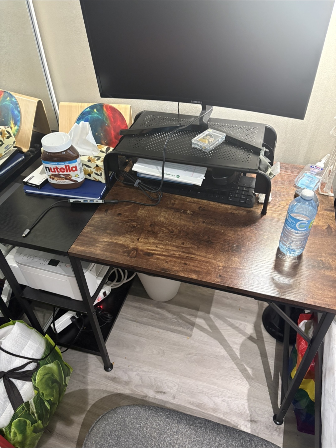 Reversible Office Desk with Storage Shelves - photo 2