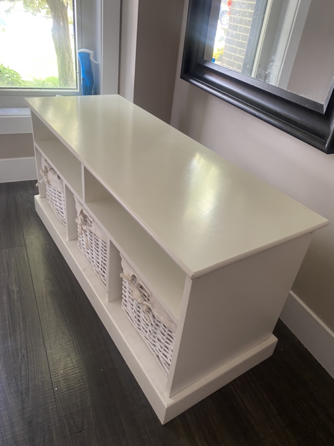 White Storage Bench With Baskets - photo 4