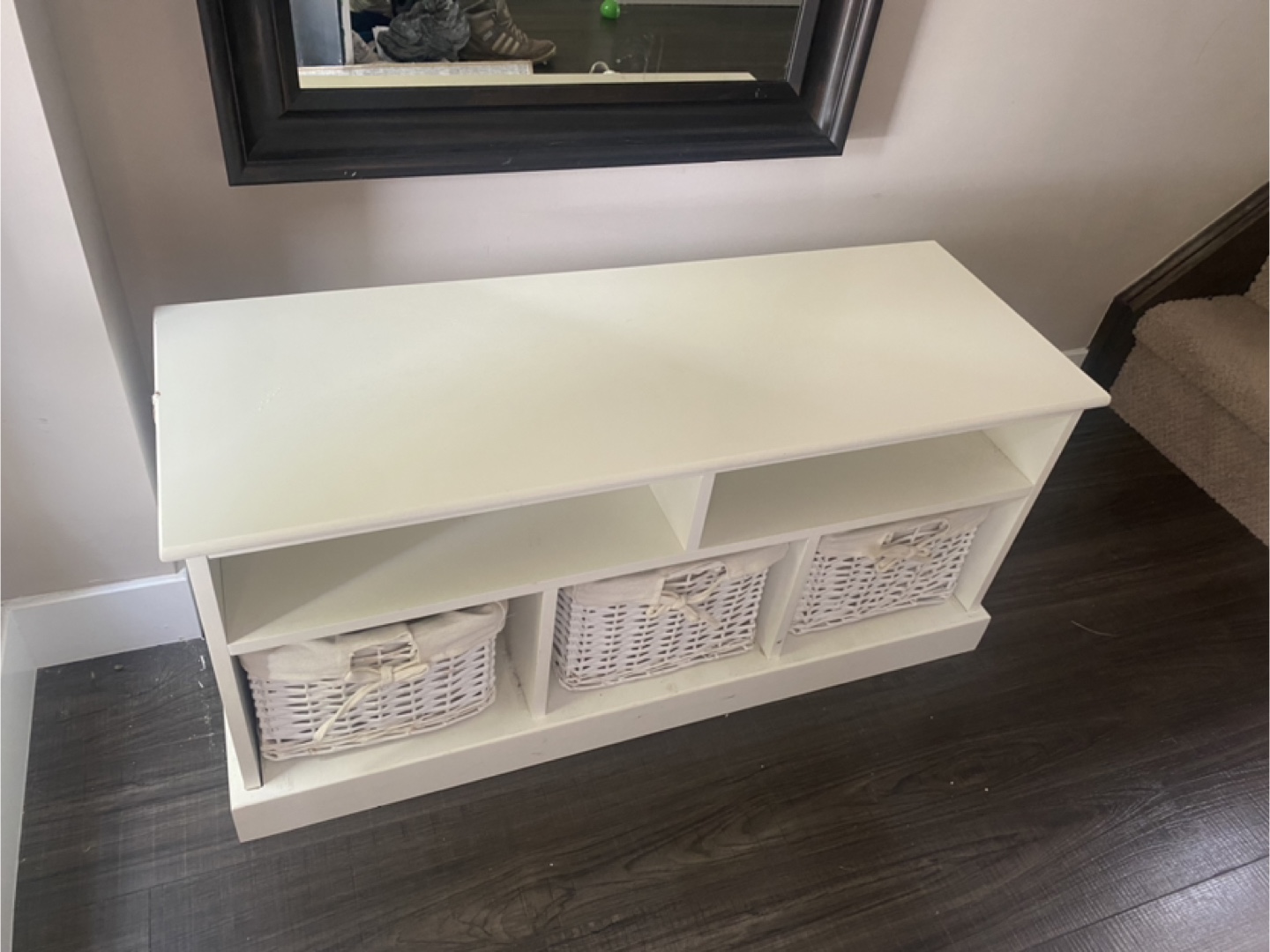 White Storage Bench With Baskets