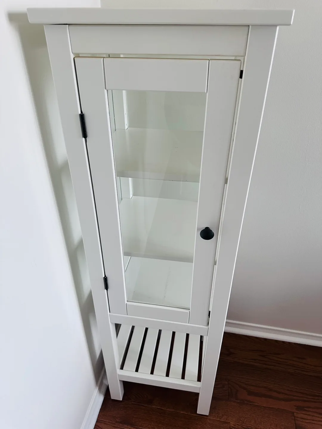 White Tall Cabinet with Glass Door thumbnail