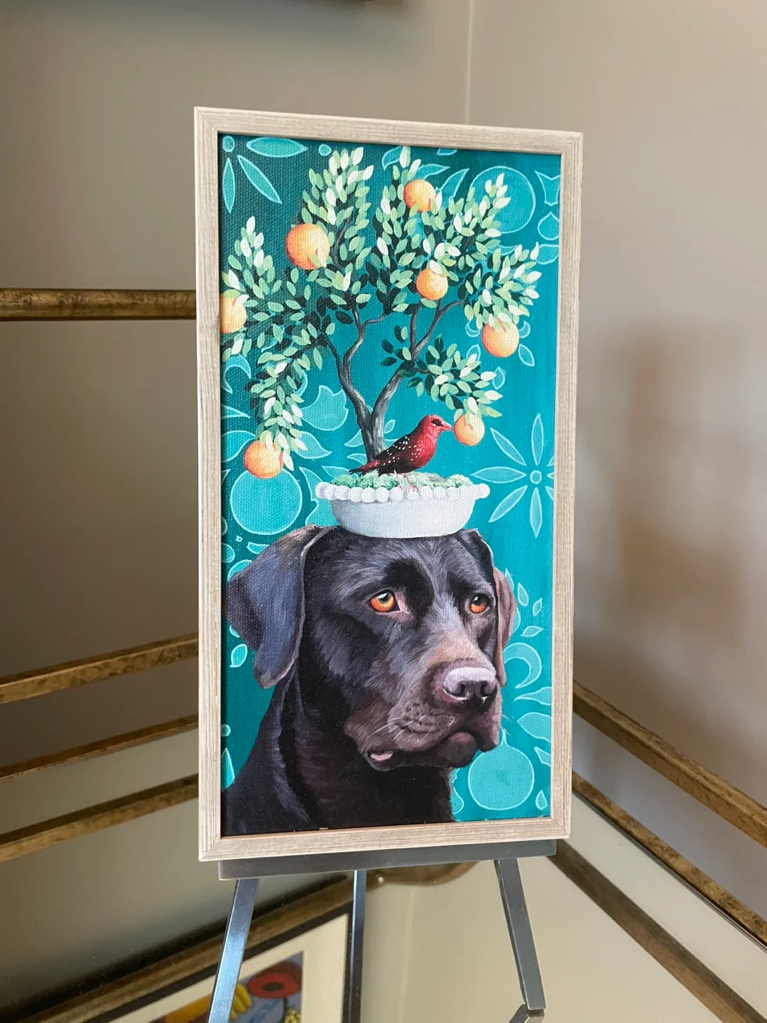 Dog Delight Rustic Framed Canvas Print NEW thumbnail