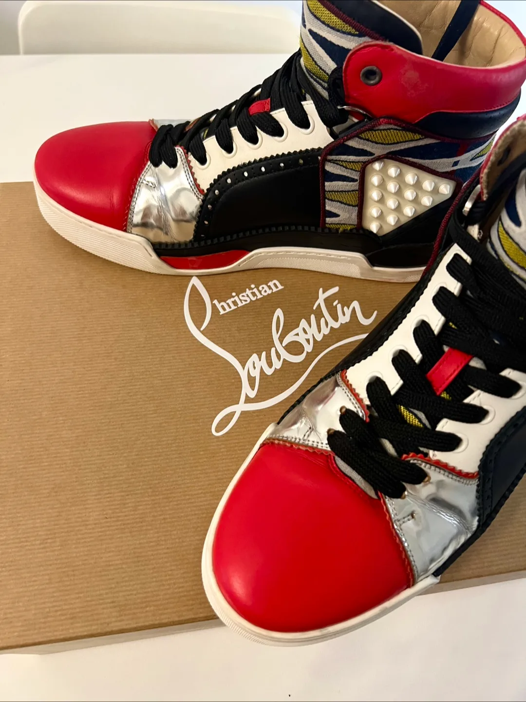 Christian Louboutin High Top Multicolour Calf Spike Sneaker image indicator(2)