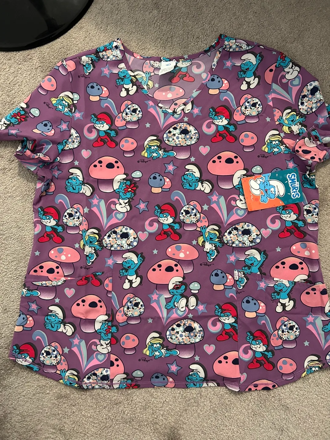Smurfs Print Scrub Top thumbnail