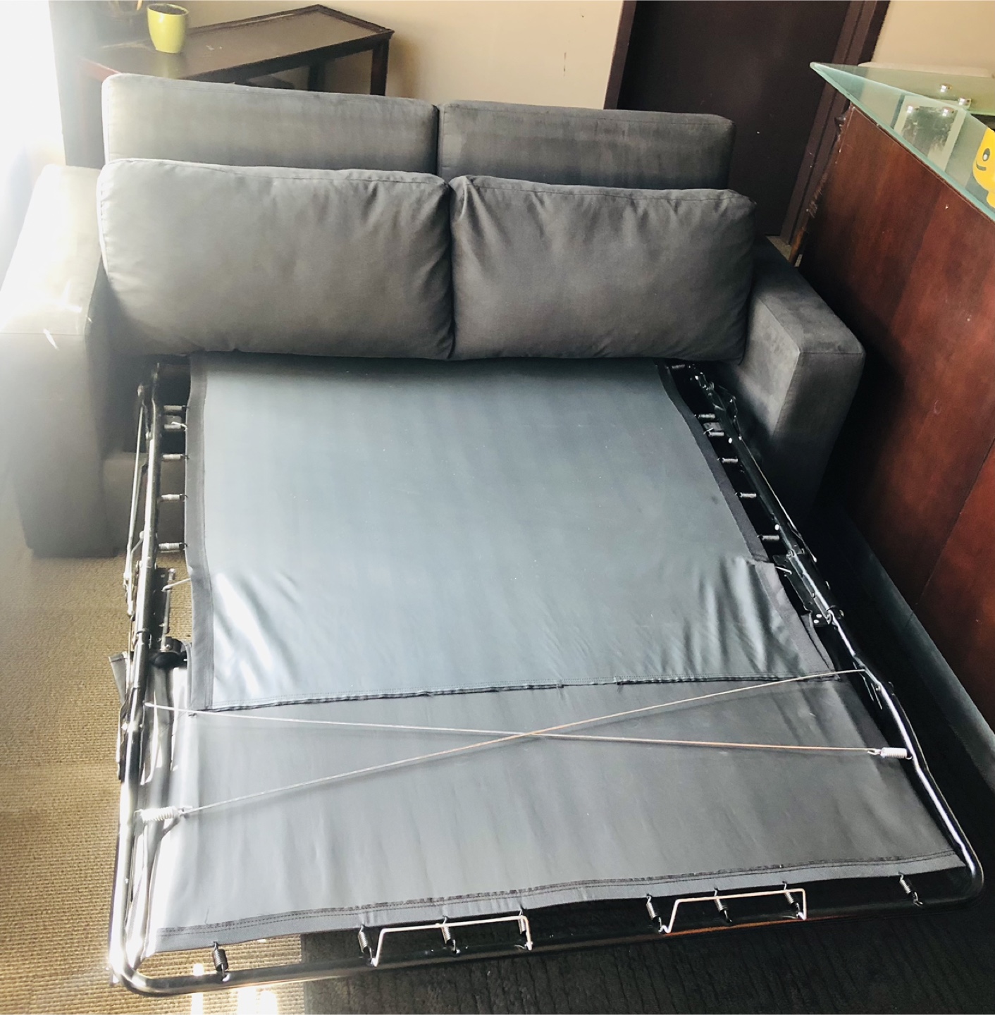 Couch with pull out bed- Grey Fabric - photo 2