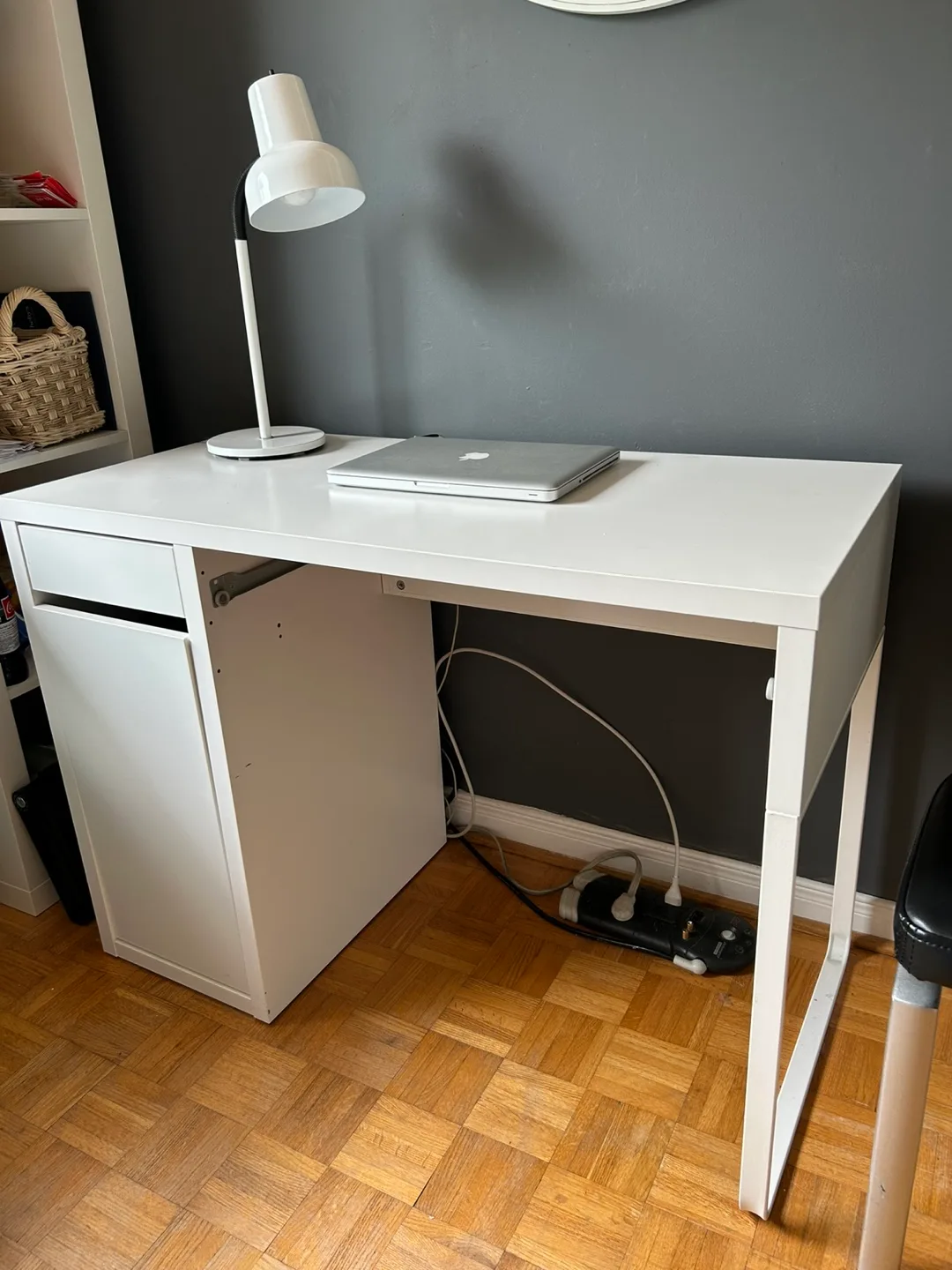 White Desk with Drawer and Cabinet image indicator(2)