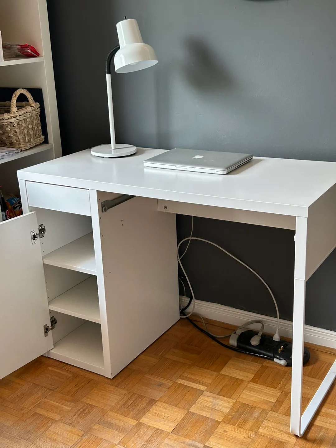 White Desk with Drawer and Cabinet image indicator(3)