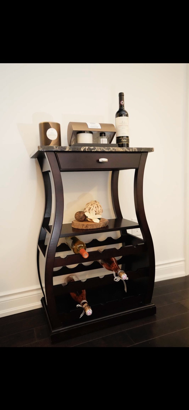 Wooden Wine Rack with Faux Marble Top