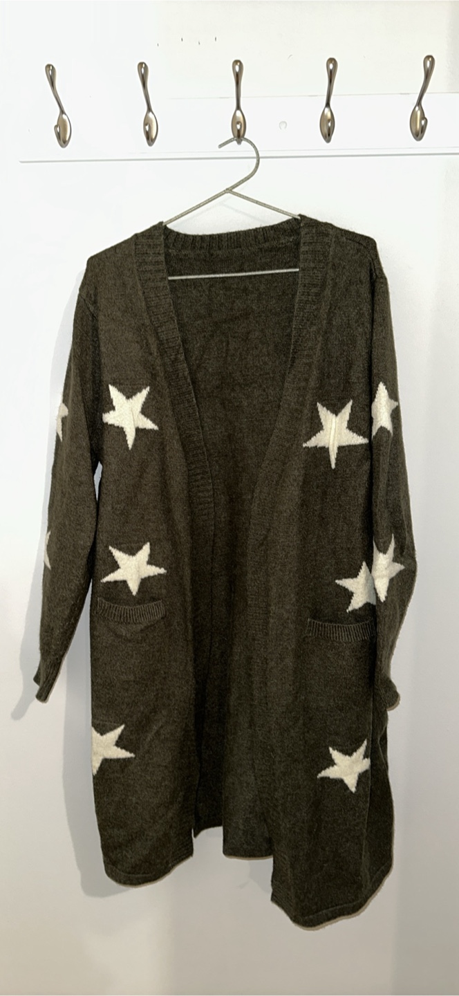 Olive Green Star Cardigan