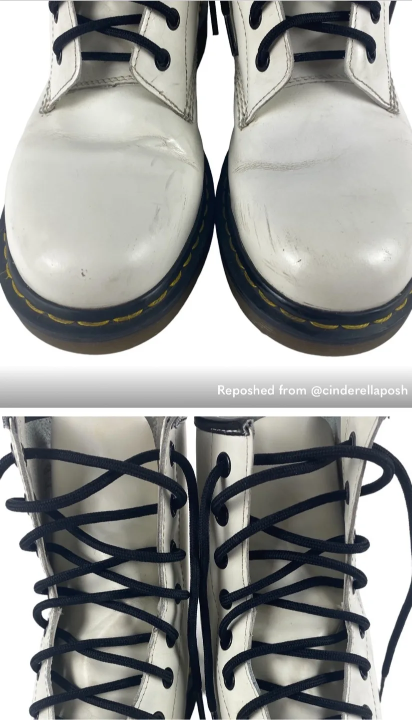 Dr. Martens White Lace Up Boots - US 11 womens image indicator(6)