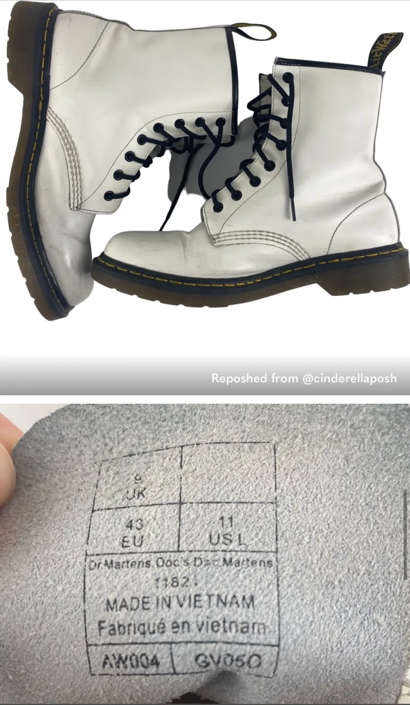 Dr. Martens White Lace Up Boots - US 11 womens image indicator(4)