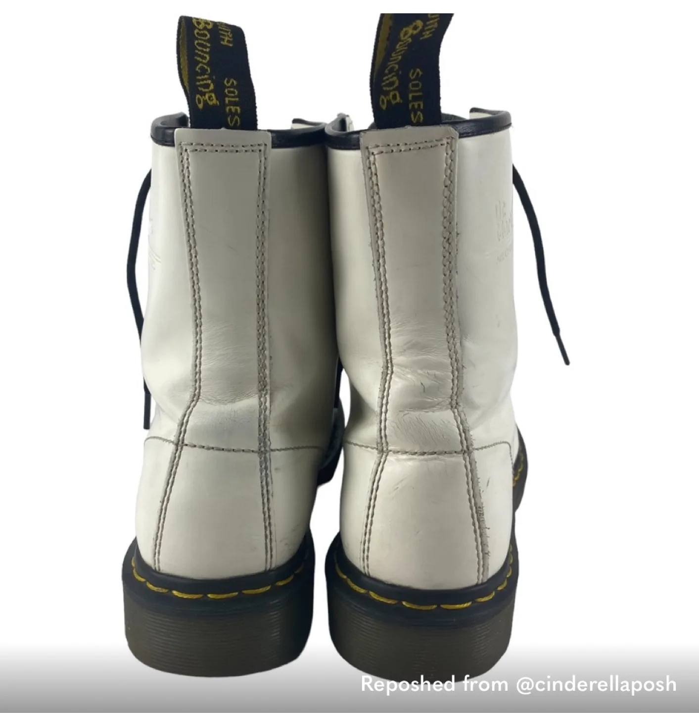 Dr. Martens White Lace Up Boots - US 11 womens image indicator(9)