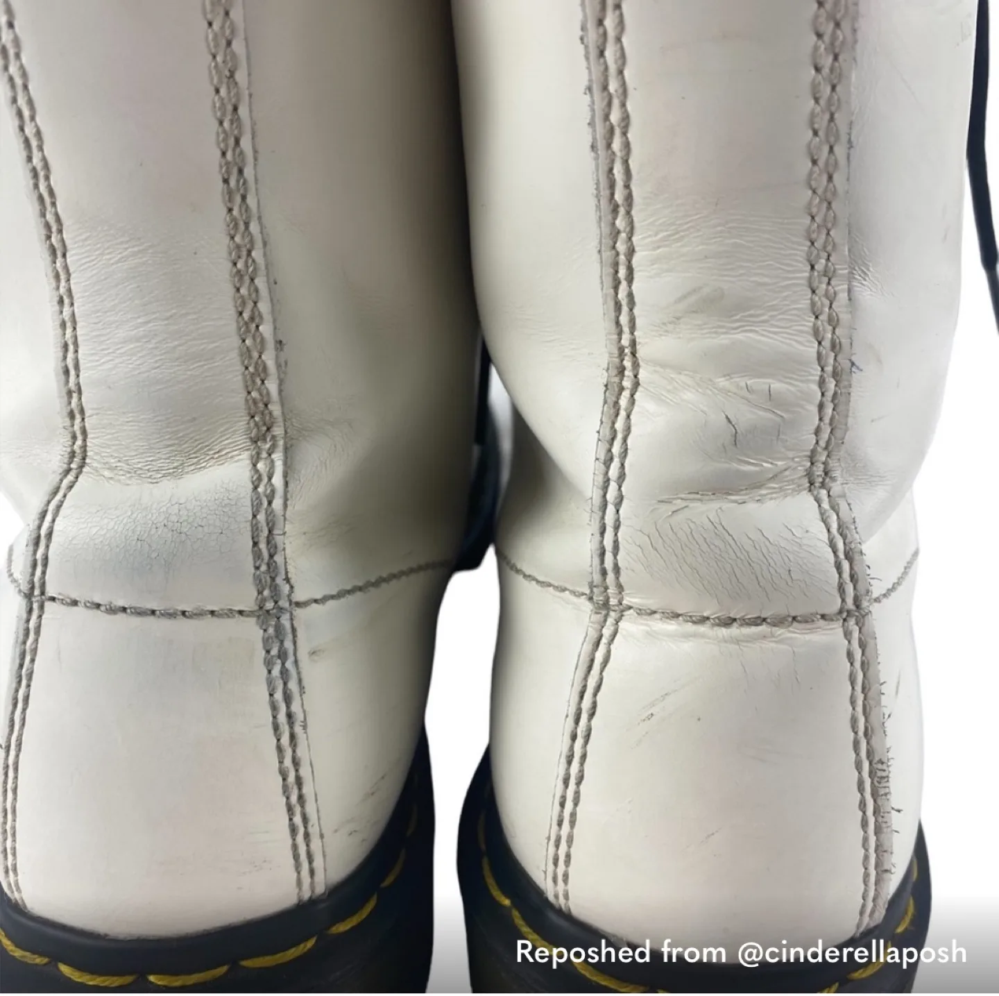 Dr. Martens White Lace Up Boots - US 11 womens image indicator(8)