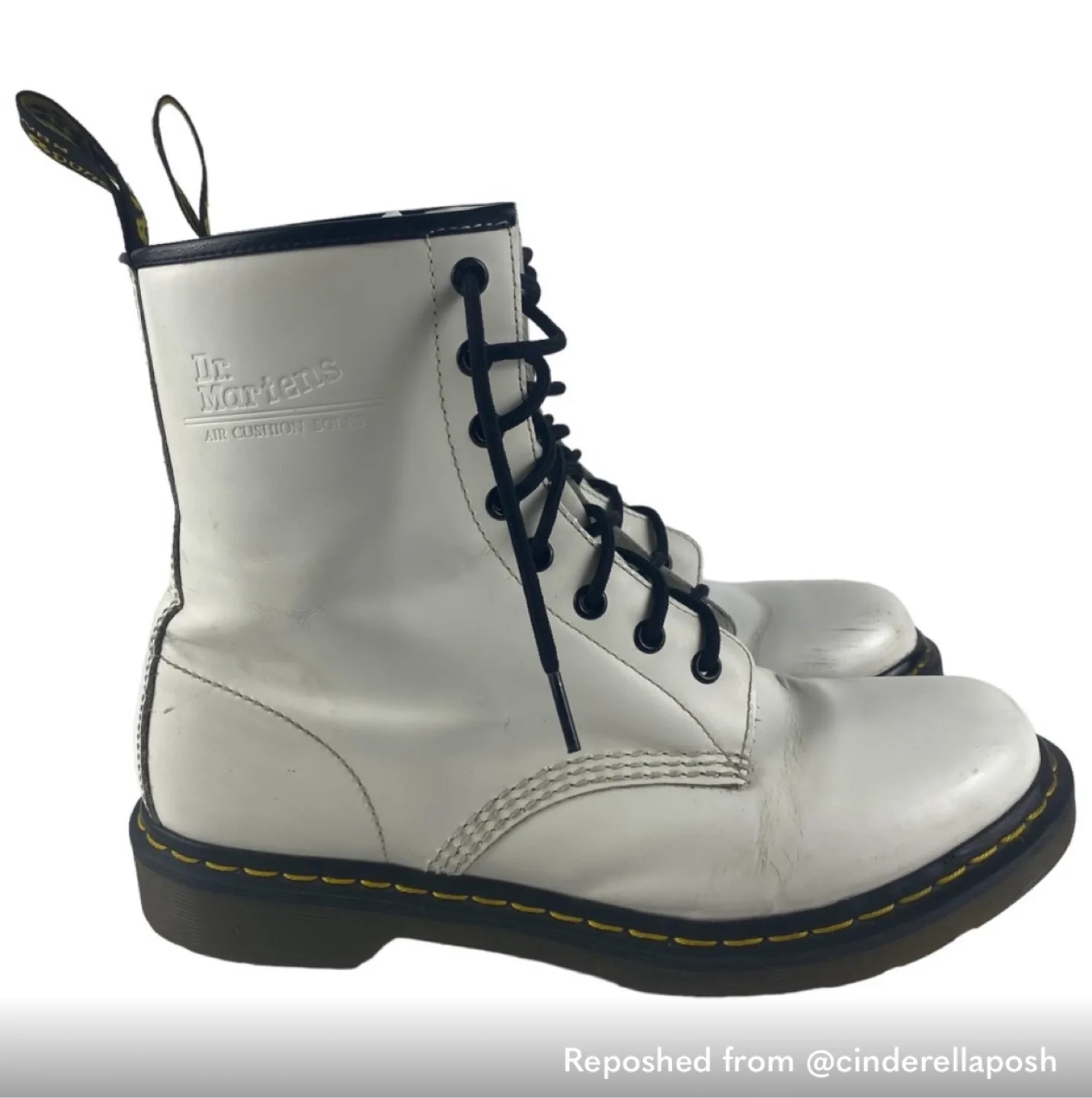 Dr. Martens White Lace Up Boots - US 11 womens image indicator(10)