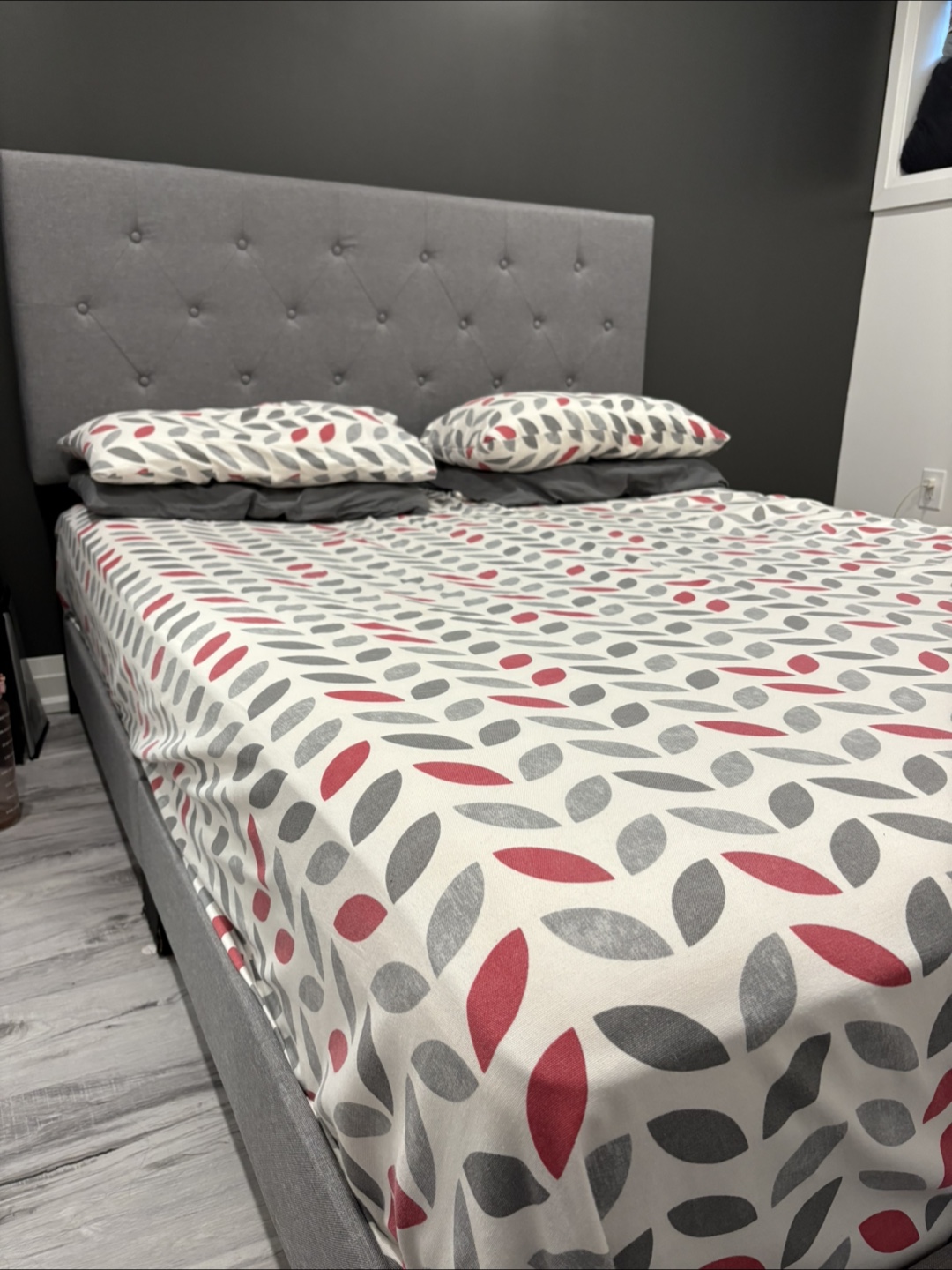 Grey Upholstered Queen Bed Frame with Headboard - photo 5