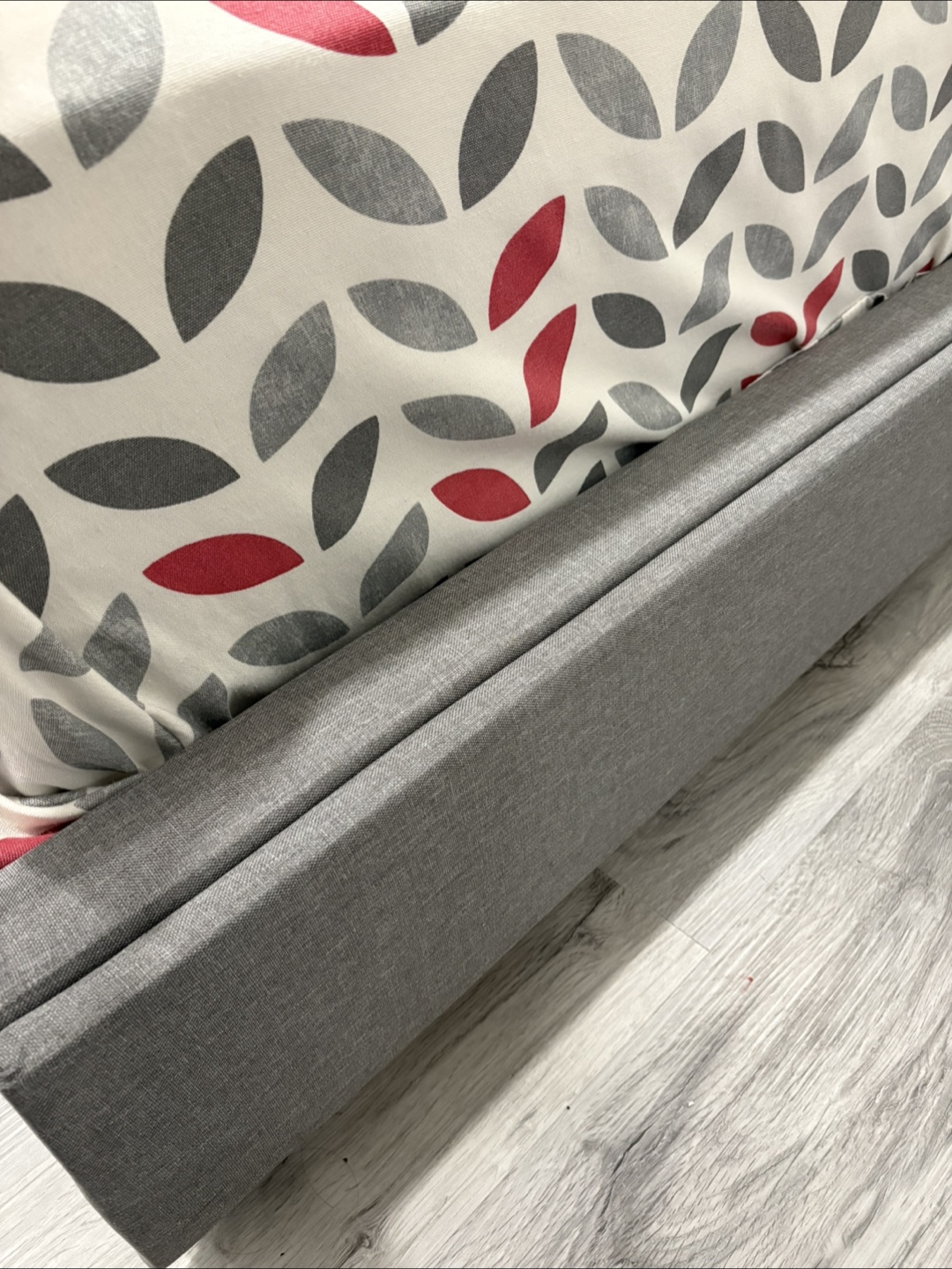 Grey Upholstered Queen Bed Frame with Headboard - photo 3