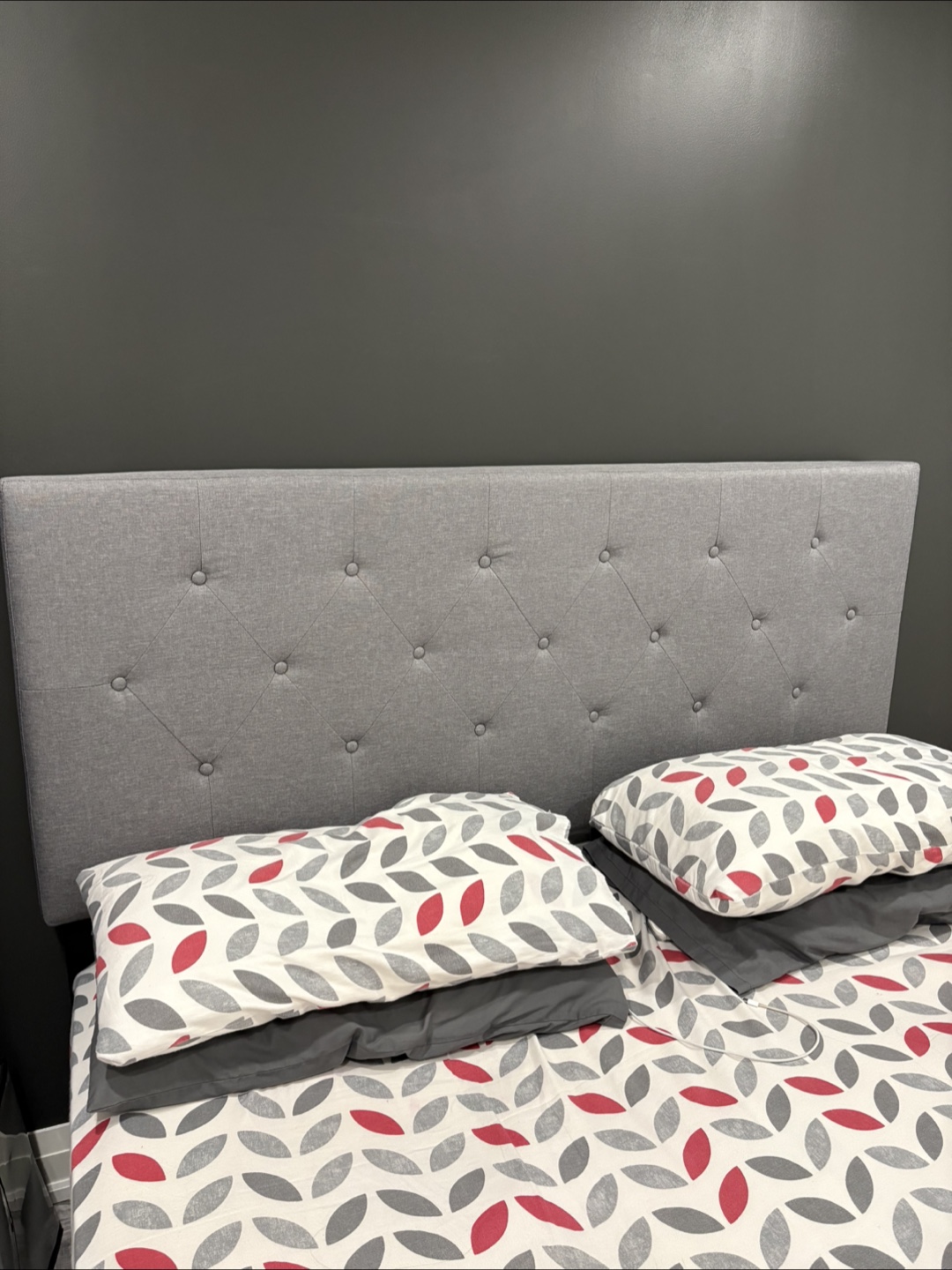 Grey Upholstered Queen Bed Frame with Headboard - photo 2