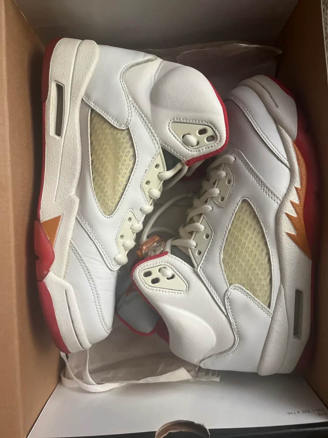 Air Jordan 5 Retro White/Fire Red/Sunset - Women's Size 7.5 thumbnail