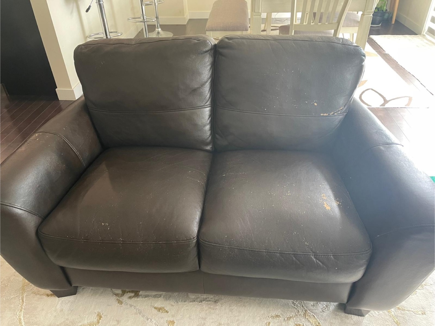 Dark Brown Leather Couch and Chair Set - photo 2