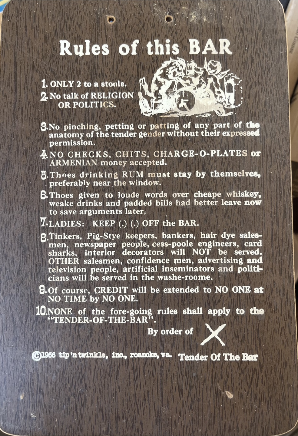 Vintage Bar Rules Sign