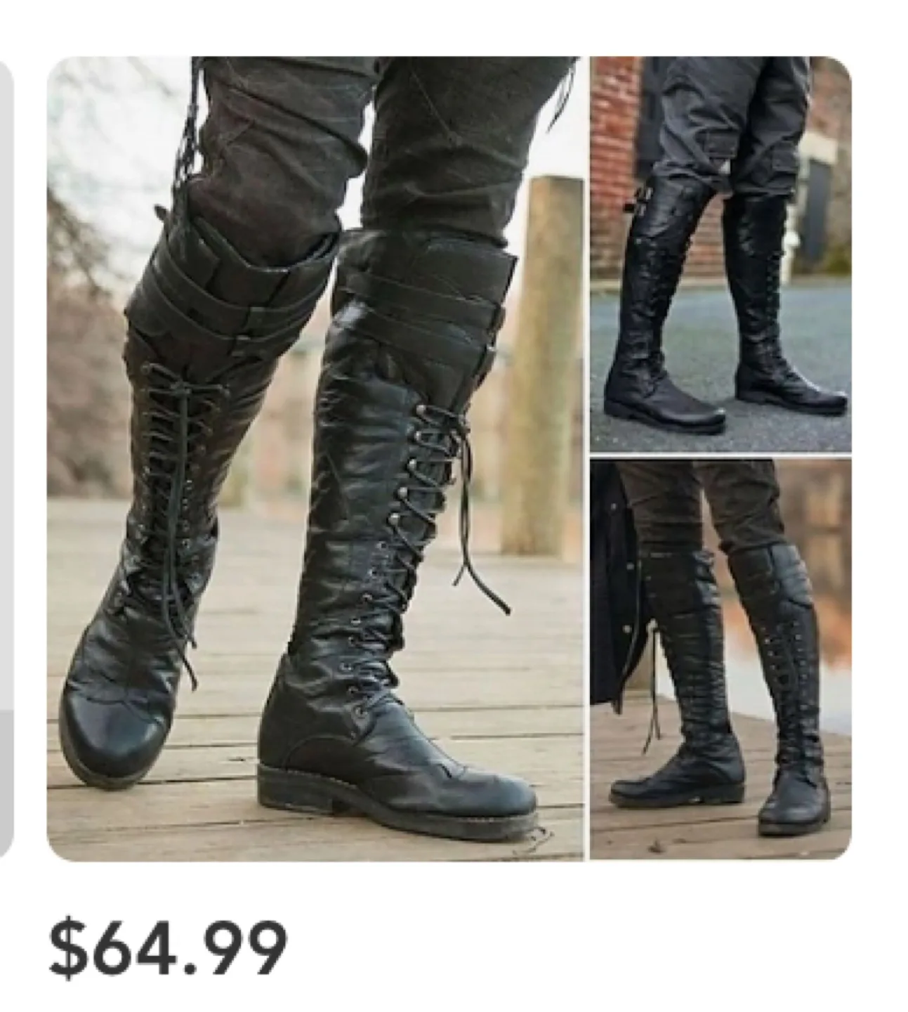 Black Thigh-High Boots Pirate Boots thumbnail
