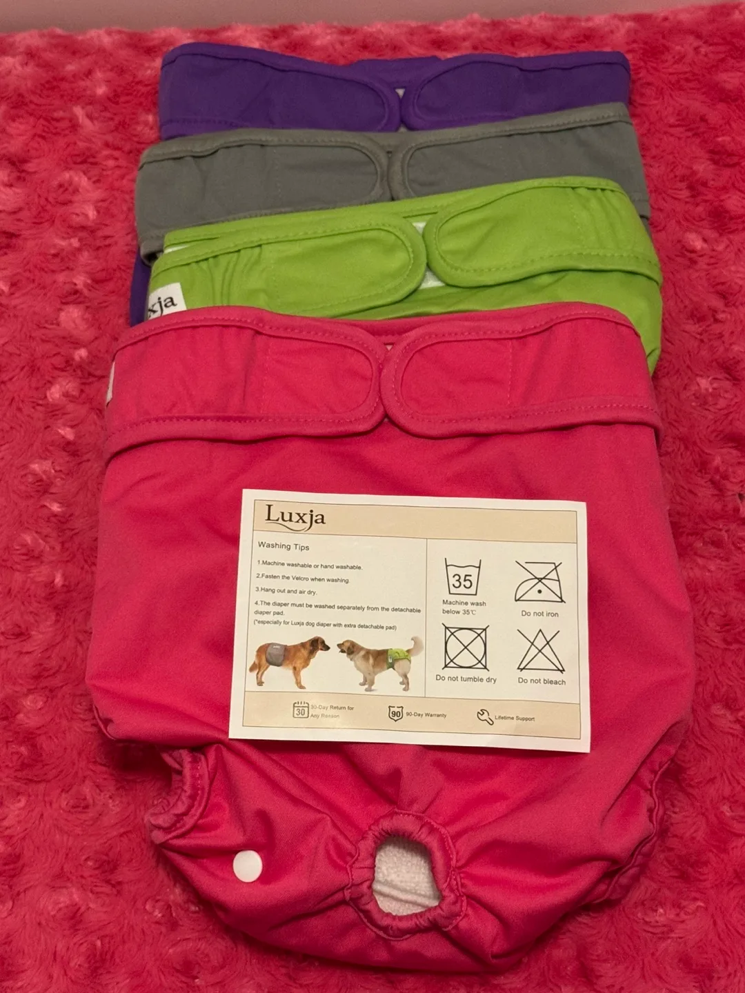 Luxja 4-pack Reusable Dog Diapers for larger dogs 🥕💚 L2(23”-29”) image indicator(6)