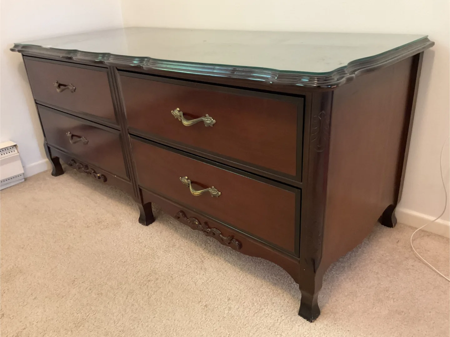Wooden Dresser with Glass Top