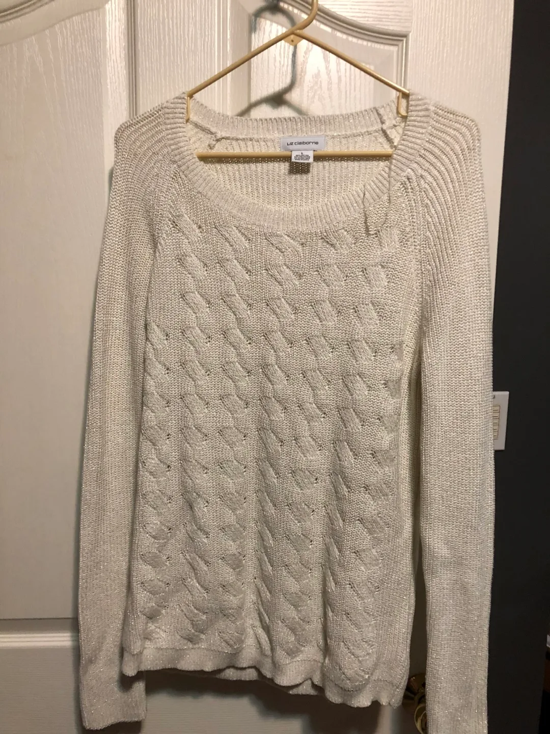 Liz Claiborne White Knit Sweater thumbnail
