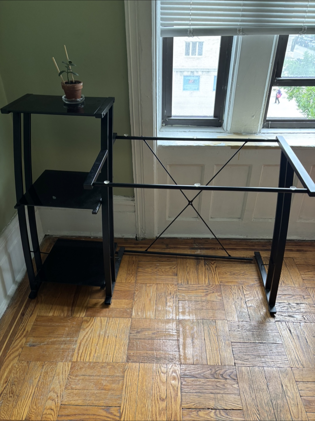 Black Metal and Glass Desk