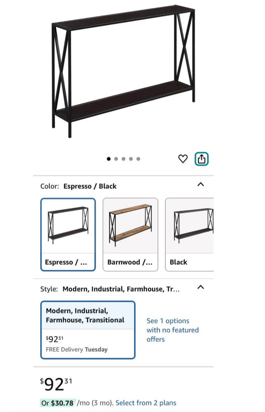 Espresso Console Table/Shelf - photo 3
