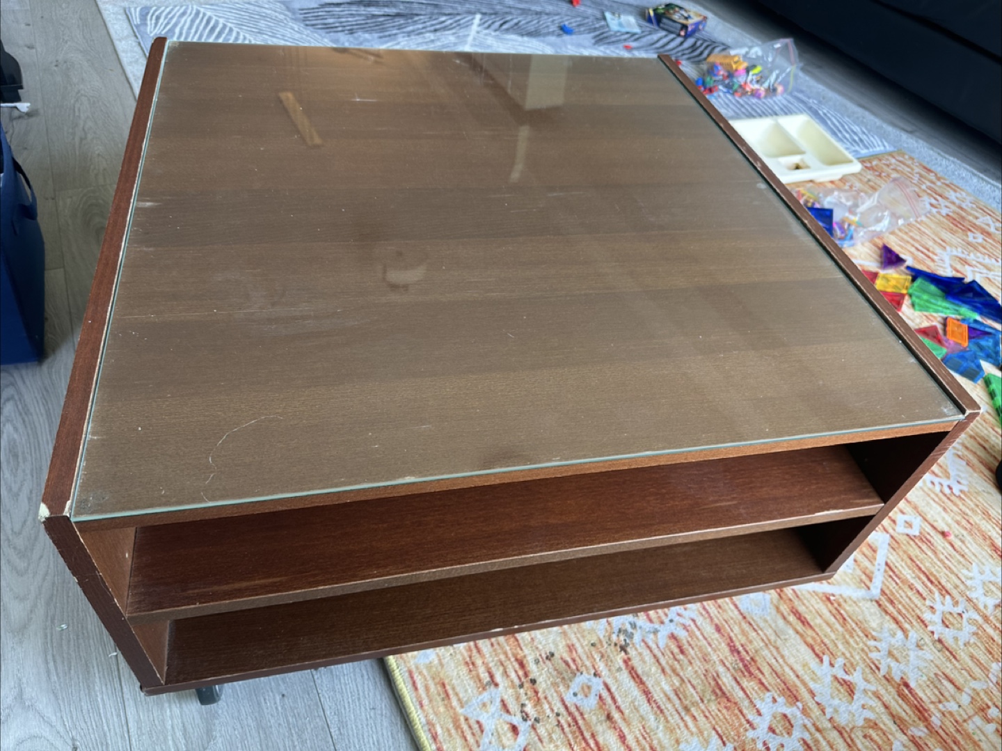 Square Coffee Table with Glass Top - photo 2