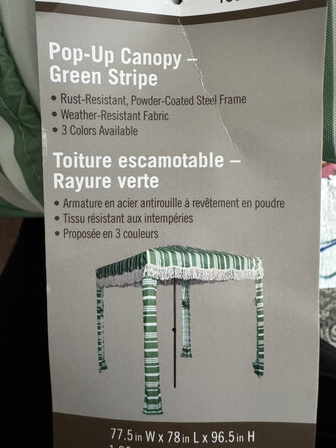 Pop-Up Canopy - Green Stripe
