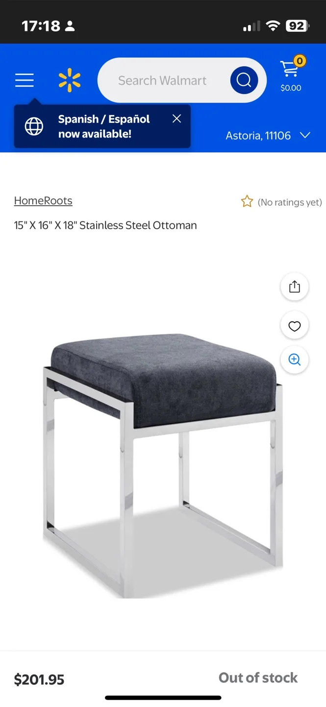 Gray Ottoman Seat Stool Foot Chair Chrome image indicator(4)