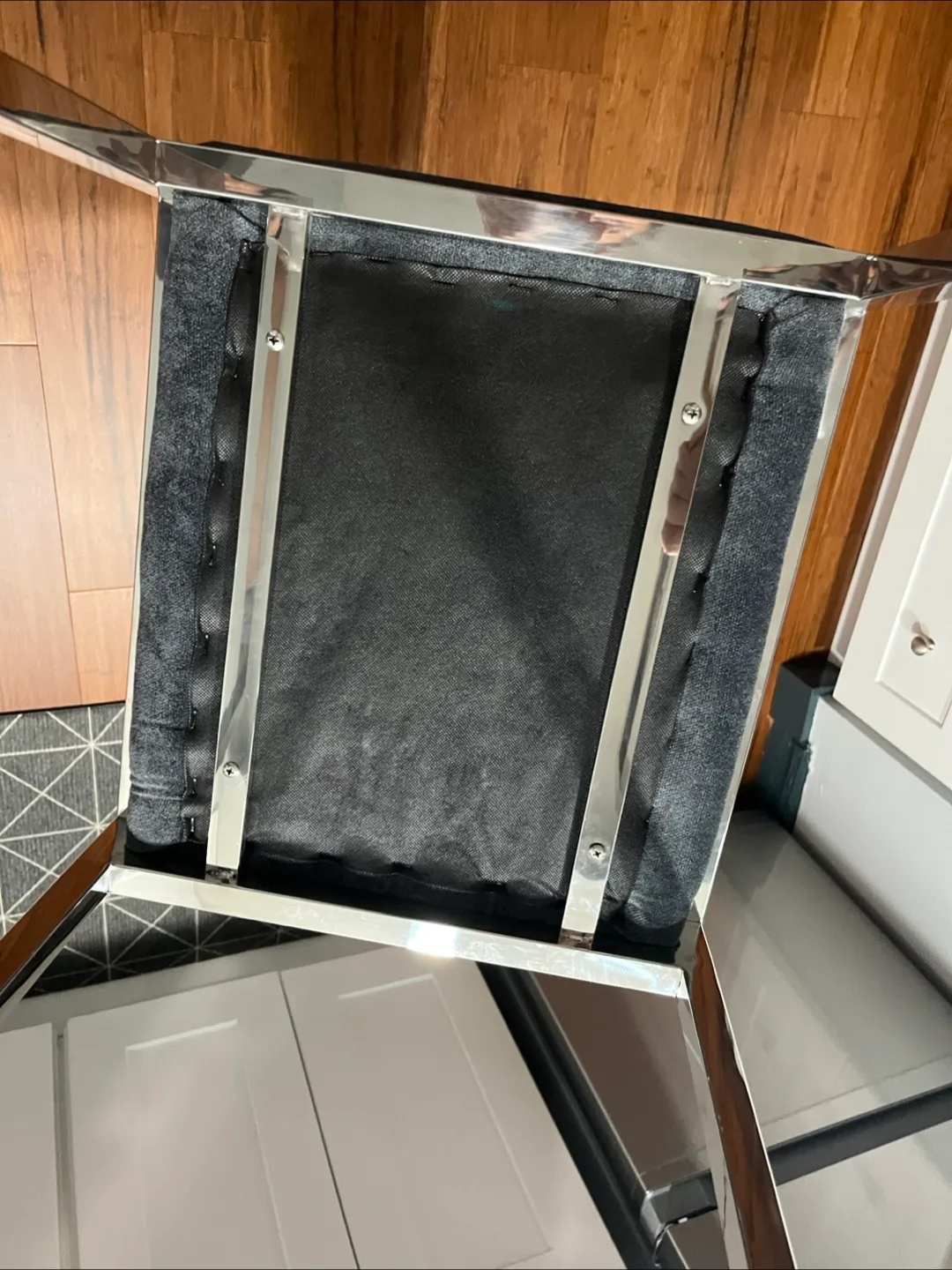 Gray Ottoman Seat Stool Foot Chair Chrome image indicator(8)