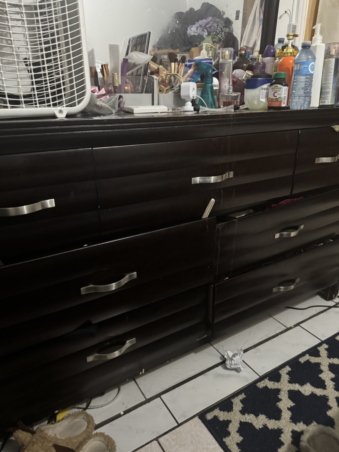 Dark Brown Dresser with Mirror