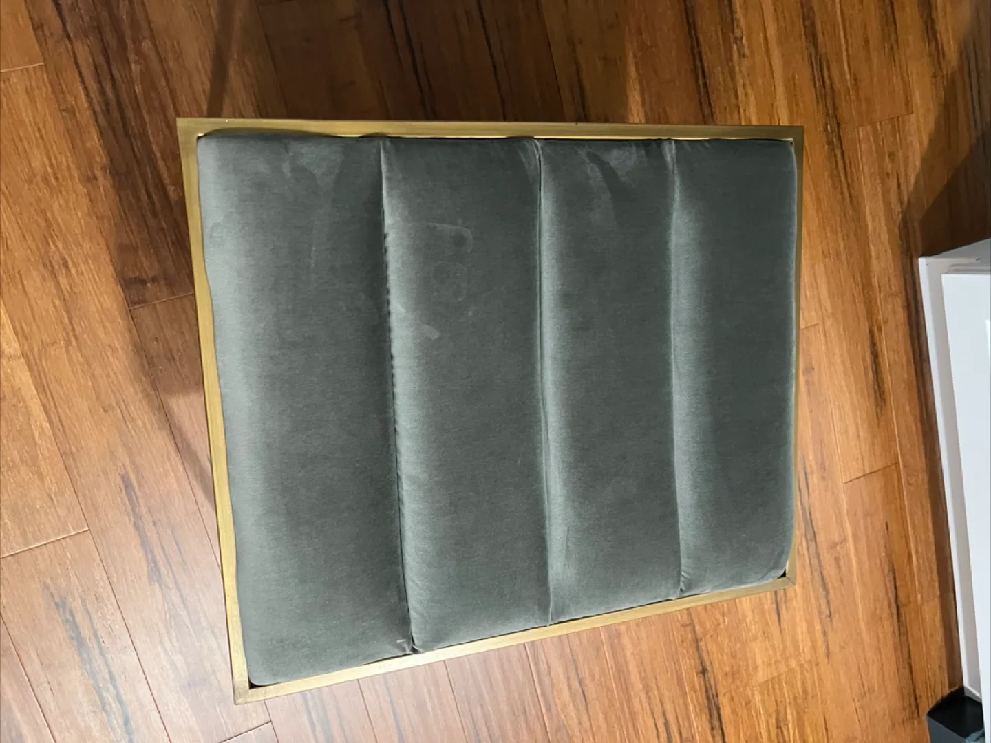 West Elm Ottoman Foot Stool Chair Gray Gold image indicator(2)