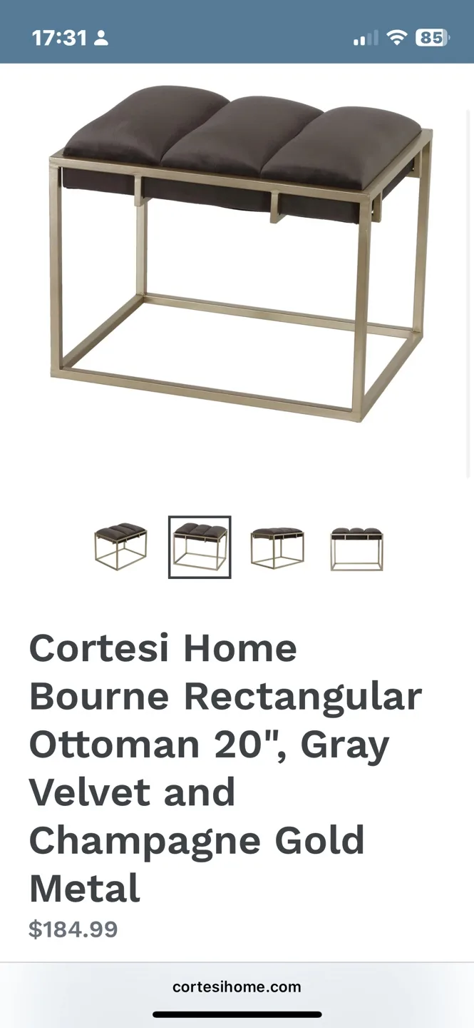 West Elm Ottoman Foot Stool Chair Gray Gold image indicator(8)