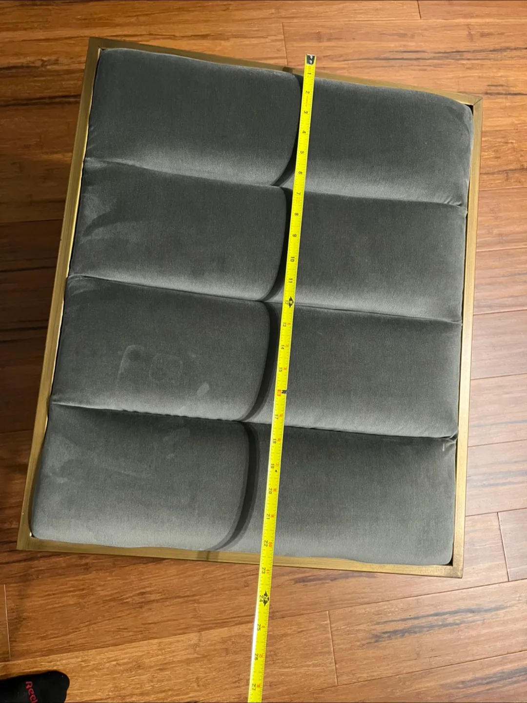 West Elm Ottoman Foot Stool Chair Gray Gold image indicator(6)