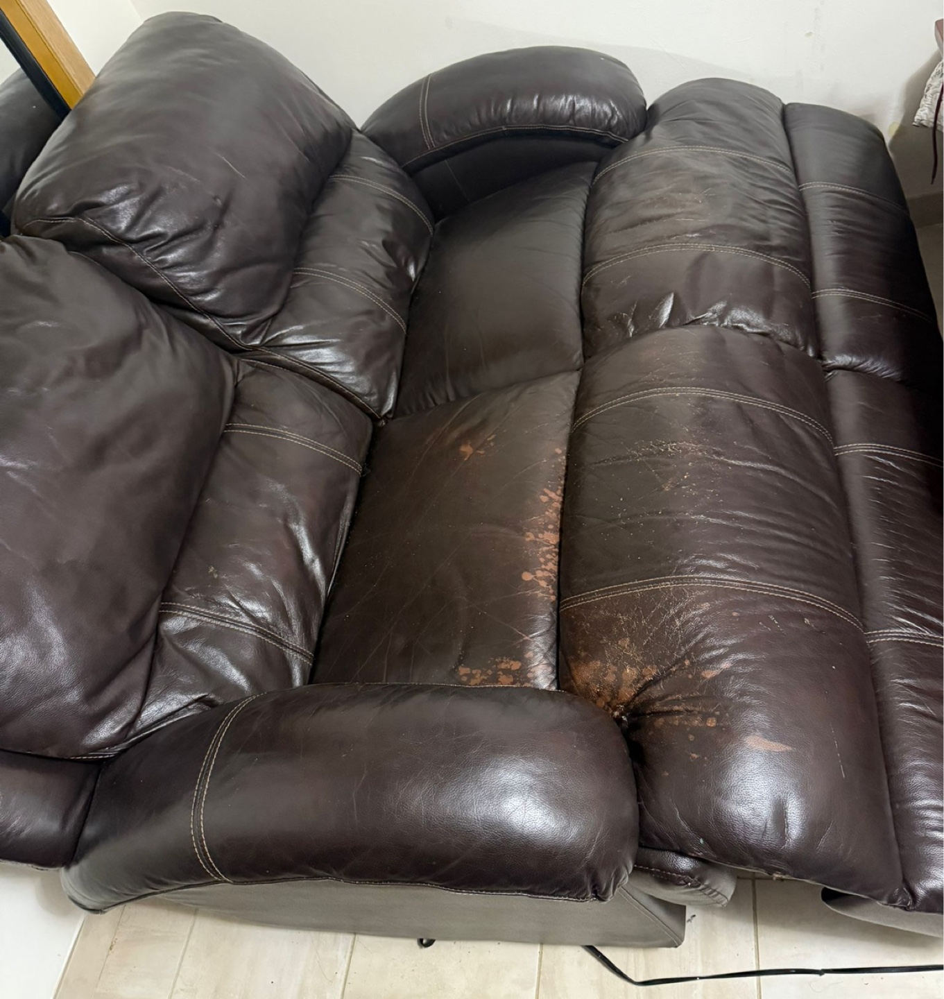 Used Dark Brown Leather Sofa
